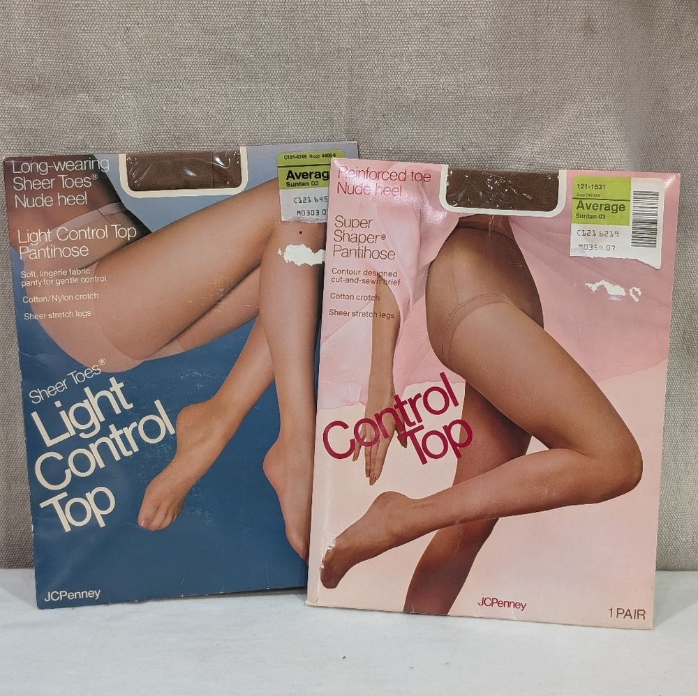 Vintage JCPenney Pantihose Suntan Average lot of 2 Women Office Professional